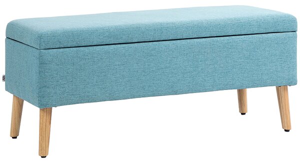 HOMCOM Cassapanca con Spazio di Archiviazione, fino a 220 kg, Finitura in Lino, 110x39x45cm, Blu