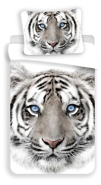 Set copripiumino e federa da bambini bianco/grigio in cotone per letto singolo 140x200 cm White Tiger – Jerry Fabrics