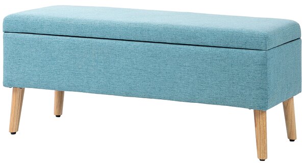 HOMCOM Cassapanca con Spazio di Archiviazione, fino a 220 kg, Finitura in Lino, 110x39x45cm, Blu