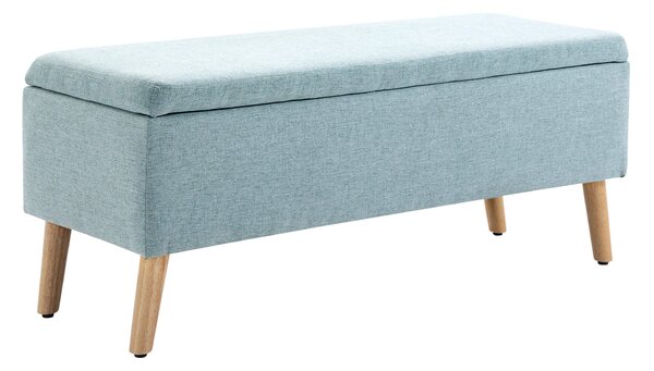 HOMCOM Panca con Contenitore Panca Imbottita Effetto Lino, Baule con Gambe in Legno, Panca Contenitore per Soggiorno Camera da Letto Ingresso 110 x 39 x 45 cm, Verde Chiaro
