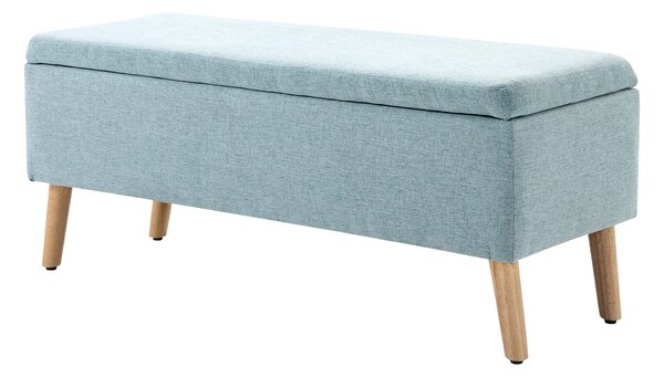 HOMCOM Panca con Contenitore Panca Imbottita Effetto Lino, Baule con Gambe in Legno, Panca Contenitore per Soggiorno Camera da Letto Ingresso 110 x 39 x 45 cm, Verde Chiaro