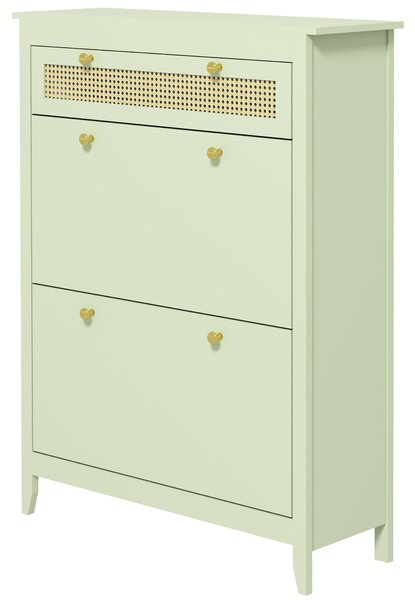 HOMCOM Scarpiera per 12 Paia di Scarpe, con 1 Cassetto Estraibile, 2 Cassetti Ribaltabili, Mobile Portascarpe, 88 x 30 x 120 cm, Verde