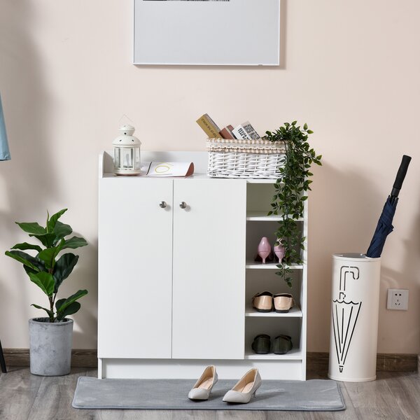 HOMCOM Mobile Portascarpe Mobile per Scarpe, 4 Ripiani. 1 Armadio, 83 cm x 30 cm x 90 cm, Bianco