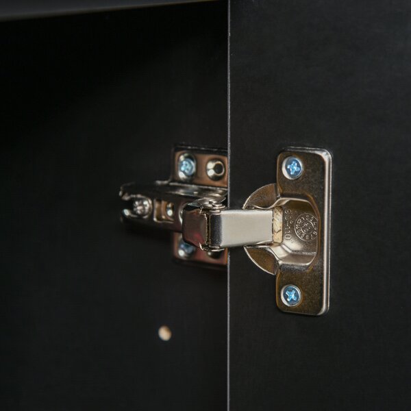 HOMCOM Armadio contenitore con 2 cassetti, 2 ante, con sistema di sicurezza anti-ribaltamento, per soggiorno, camera da letto, 79 x 36 x 74 cm, Nero