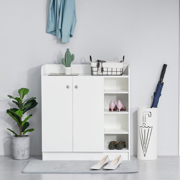 HOMCOM Mobile Portascarpe Mobile per Scarpe, 4 Ripiani. 1 Armadio, 83 cm x 30 cm x 90 cm, Bianco