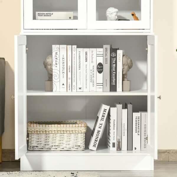 HOMCOM Scaffale per libri Scaffale da parete, 2 ripiani, 76 cm x 40 cm x 178,5 cm, Bianco