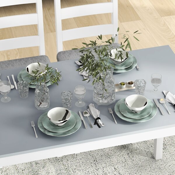 HOMCOM Insieme di sedie, Set da pranzo 4 pezzi, 1 Tavolo, 1 Panca, 2 Sedie, Grigio + Bianco