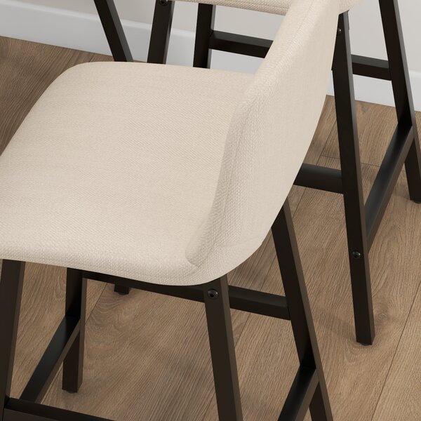 HOMCOM Set da Bar 5-Pezzi, Tavolo e 4 Sedie, Puntinatura, Imbottitura Spessa, Tessuto in Lino, Beige