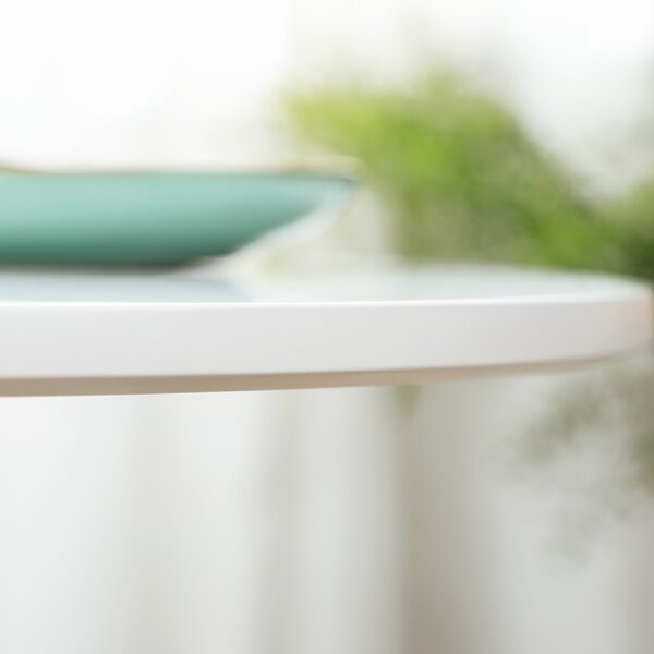 HOMCOM Tavolo da pranzo per 2 persone, piano rotondo Ø80 cm, MDF e acciaio, antiscivolo, Bianco, 75H cm