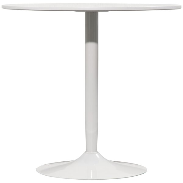 HOMCOM Tavolo da pranzo per 2 persone, piano rotondo Ø80 cm, MDF e acciaio, antiscivolo, Bianco, 75H cm