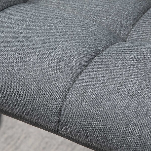 HOMCOM Set di 2 Sgabelli da Bar dal Design Retrò Regolabili in Altezza Ecopelle Effetto Lino Grigio + Nero