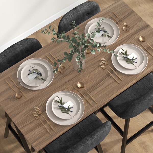 HOMCOM Set da bar 5 pezzi, Tavolo e 4 Sgabelli, Puntinatura a bottone, Imbottitura spessa, Lino, Grigio scuro
