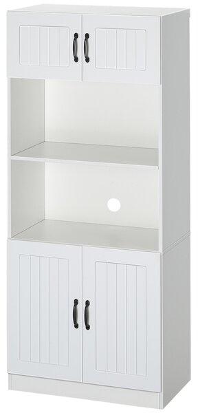 HOMCOM Mobile da Cucina Credenza Buffet Stile Country, 2 Armadi, 2 Ripiani, 70 cm x 40 cm x 170 cm, Bianco e Nero | Aosom Italy