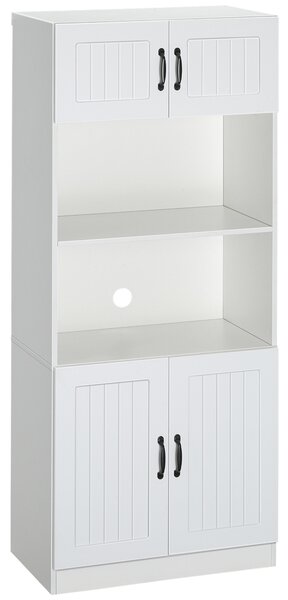 HOMCOM Mobile da Cucina Credenza Buffet Stile Country, 2 Armadi, 2 Ripiani, 70 cm x 40 cm x 170 cm, Bianco e Nero | Aosom Italy