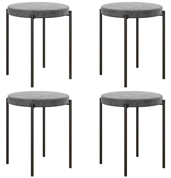 HOMCOM Set di 4 sgabelli da cucina, impilabili, finitura vellutata, capacità di 100 kg, telaio in acciaio, 41,5 x 41,5 x 46 cm, grigio scuro