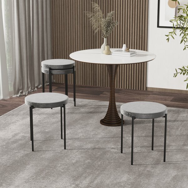 HOMCOM Set di 4 Sgabelli da Cucina Impilabili Sedie da Pranzo Sgabello con Seduta Imbottita, Rivestimento in Velluto per Cucina Sala da Pranzo Metallo Grigio 41,5 x 41,5 x 46 cm