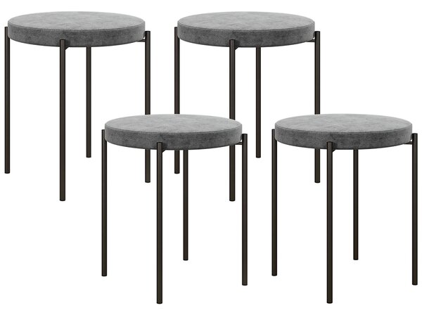 HOMCOM Set di 4 sgabelli da cucina, impilabili, finitura vellutata, capacità di 100 kg, telaio in acciaio, 41,5 x 41,5 x 46 cm, grigio scuro