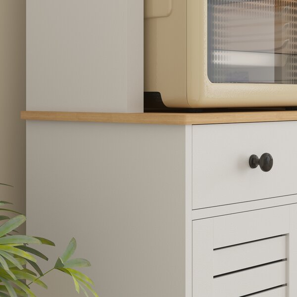 HOMCOM Armadio da Cucina con Porte in Vetro, 2 Cassetti, Armadio per Stoviglie, Armadio da Sala da Pranzo, Legno, 68 x 39,5 x 170 cm, Bianco