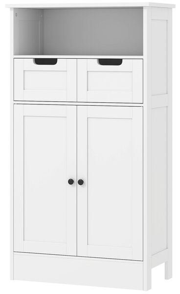 Kleankin Mobiletto da Bagno con 2 Cassetti, Porta, 60 x 30 x 109 cm, Bianco