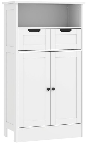 Kleankin Mobiletto da Bagno con 2 Cassetti, Porta, 60 x 30 x 109 cm, Bianco