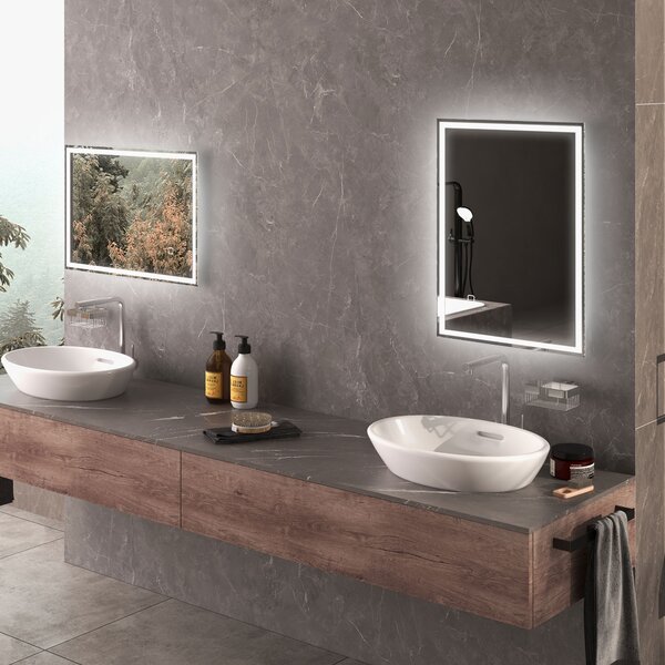 HOMCOM Specchio per il Bagno Specchio da Parete LED´s. Pulsante Touch, Bianco