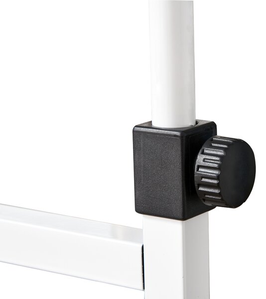 HOMCOM Tavolino da Salotto con Ruote, regolabile in altezza, compatto, con 2 ripiani, struttura in metallo, 80x40x72-82 cm, Bianco
