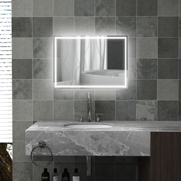 HOMCOM Specchio per il Bagno Specchio da Parete LED´s. Pulsante Touch, Bianco