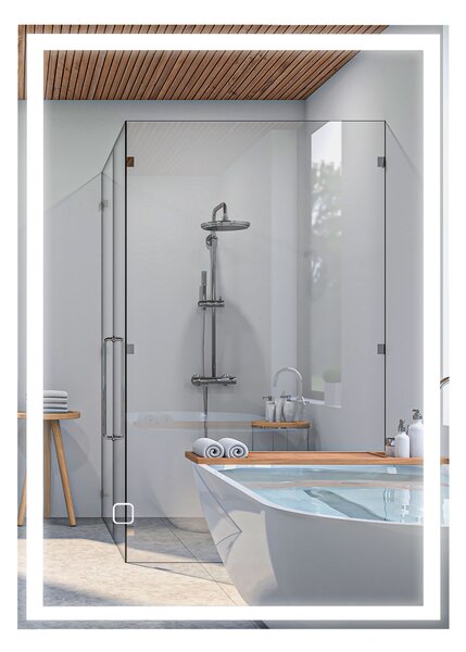 HOMCOM Specchio per il Bagno Specchio da Parete LED´s. Pulsante Touch, Bianco