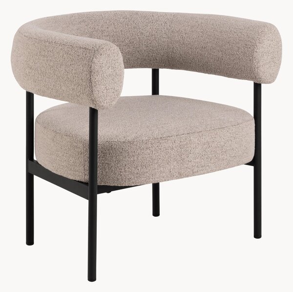 Poltrona lounge in bouclé con piedini in metallo Oakfield