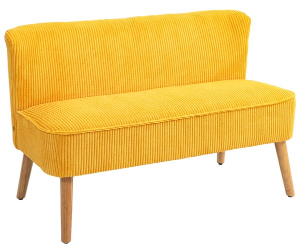 HOMCOM Divano Due Posti, Design Scandinavo Elegante, Telaio in Legno Massiccio, fino a 150 kg, 117 x 56,5 x 77 cm, Giallo