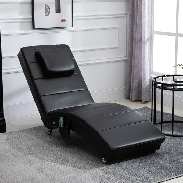 HOMCOM Poltrona Relax con Funzione Massaggio Sedia Lounge Ergonomica Schienale Alto, con Funzione Massaggio e Cuscino con Design Zero-G Poltrona Lounge Ecopelle Metallo Schiuma Nero 58 x 163 x 87 cm