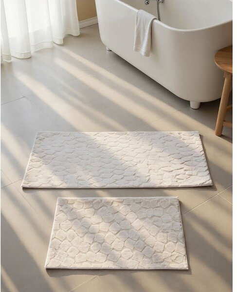 Set di tappetini per il bagno color crema 2 pz 60x100 cm Rabbit – Foutastic
