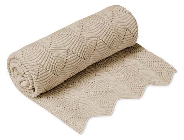 Coperta per bambini beige in cotone organico lavorata a maglia 80x100 cm Almond – Cam Cam Copenhagen