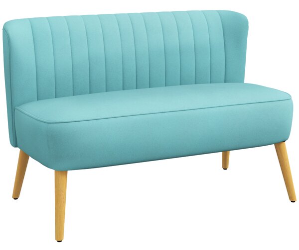 HOMCOM Divano design retrò 2 posti, gambe in legno, 117 cm x 56,5 cm x 77 cm, Verde | Aosom Italy