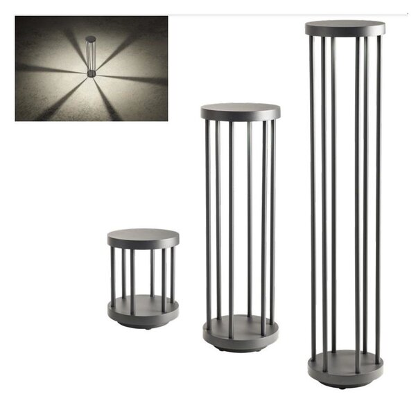 KALEN PALETTI DA GIARDINO A GABBIA IN 3 MISURE IP65 LED 8W LUCE 3000K ALLUMINIO ANTRACITE MODERNO
