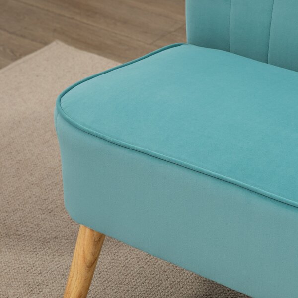 HOMCOM Divano design retrò 2 posti, gambe in legno, 117 cm x 56,5 cm x 77 cm, Verde | Aosom Italy