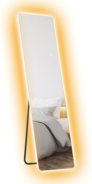 HOMCOM Specchio a Figura Intera LED, Controllo Touch, dimmerabile, senza cornice, 40 x 150 cm
