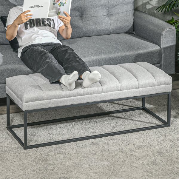 HOMCOM Panca in Stile Industriale, Panca per il Letto, Gambe in Metallo, Rosa + Nero