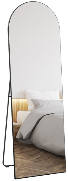 HOMCOM Specchio a figura intera, senza cornice, autoportante/montabile a parete, supporto in metallo, 50x150 cm, Nero