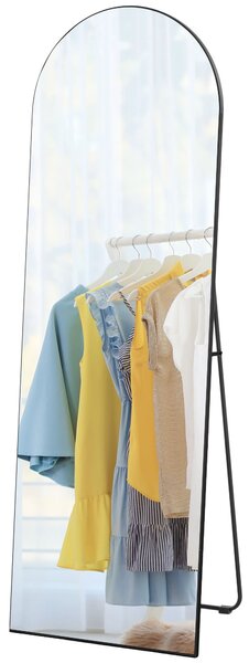 HOMCOM Specchio a figura intera, senza cornice, autoportante/montabile a parete, supporto in metallo, 50x150 cm, Nero