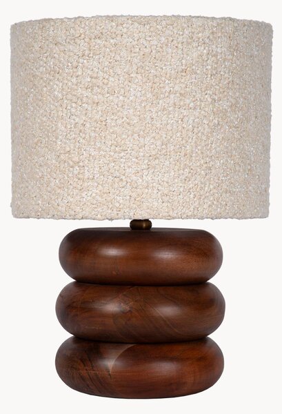 Lampada da tavolo in legno di acacia con paralume in bouclé Luigi