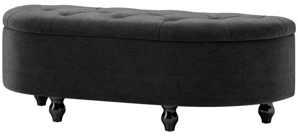 HOMCOM Pouf con spazio di archiviazione, Sitztruhe, imbottito, chiusura soft-close, effetto velluto, 120 x 46 x 42 cm, Grigio scuro