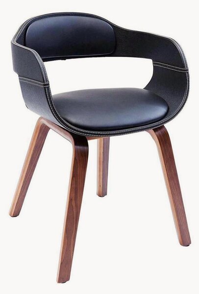 Sedia da pranzo in similpelle con braccioli e gambe in legno Costa