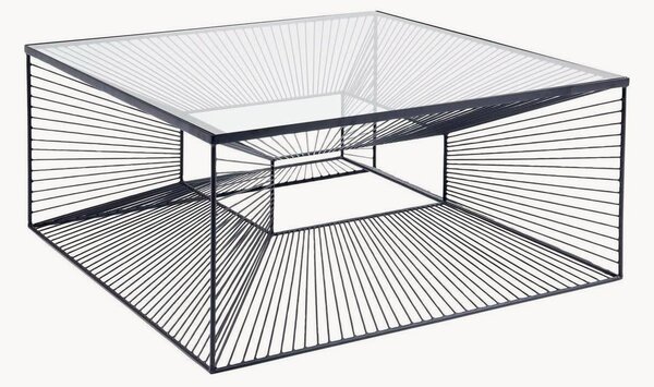 Tavolino da salotto fatto a mano con piano in vetro Dimension