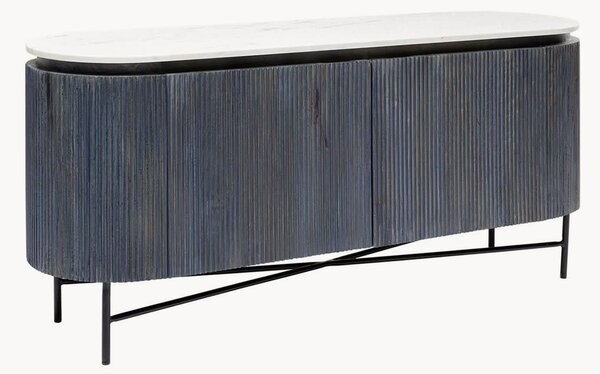 Credenza in legno di mango con piano in marmo Glenn