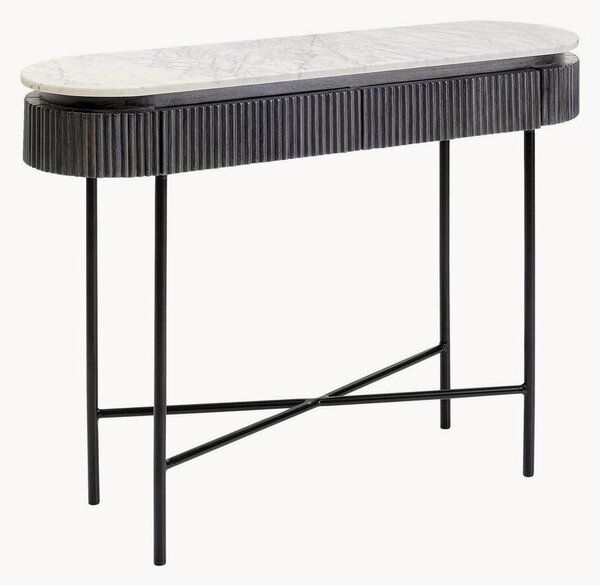 Consolle in legno di mango con piano in marmo e vano contenitore Glenn