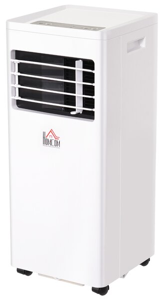 HOMCOM Condizionatore d'Aria Mobile, 7000BTU 3-in-1 Climatizzatore - Raffreddamento, Deumidificazione e Ventilazione - Deumidificatore, Ventilatore, con Telecomando Timer 24h, 2 Velocità, per 10-15 m², Bianco