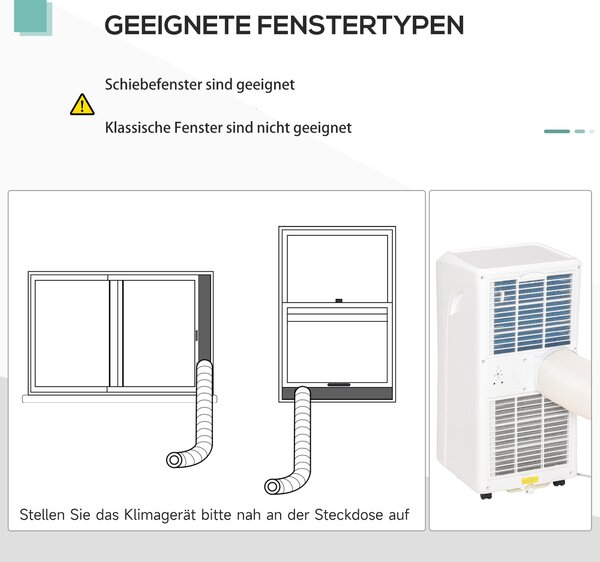HOMCOM Condizionatore d'Aria Mobile, 7000BTU 3-in-1 Climatizzatore - Raffreddamento, Deumidificazione e Ventilazione - Deumidificatore, Ventilatore, con Telecomando Timer 24h, 2 Velocità, per 10-15 m², Bianco