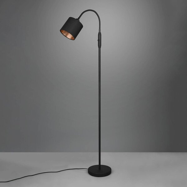 Reality Leuchten Lampada da terra Tommy, Nero, Soggiorno / Sala da pranzo, Tessuto / Stoffa / Seta, Moderno, Lampada da terra