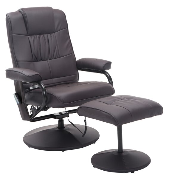 HOMCOM Poltrona Massaggiante Relax, inclusi Poggiapiedi, 10 Punti di Vibrazione, 1 Telecomando; 77 cm x 84 cm x 95 cm, Marrone